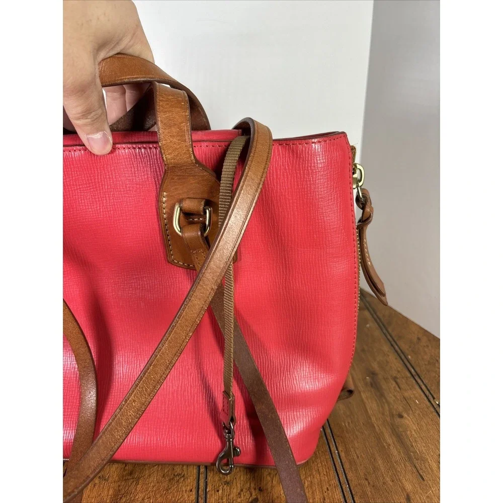 Dooney & Bourke Morgan‎ Satchel Red Handbag Saffiano Leather Shoulder W/Dust Bag